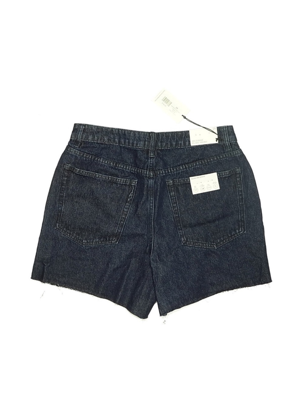 WeWoreWhat High Rise A-Line Denim Shorts Dark Wash Frayed Hem Size 29 NWT - Picture 2 of 4